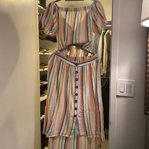Striped crop top and tiered length skirt NEW